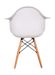 ماهاماي ايمز ستايل كرسي بذراعين مع أرجل من الخشب الطبيعي, قطعتين, أبيض