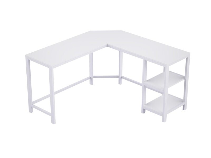 

Mahmayi Modern ZCD-21A L-Shaped White Computer Workstation Table with 2 Storage Shelves L-Shaped Computer Desk for Home and Office, Workstation (D138x