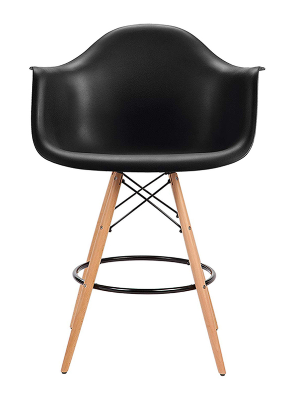 Mahmayi Ultimate Eames Style DAW Bar Stool Arm Chair, Black/Brown