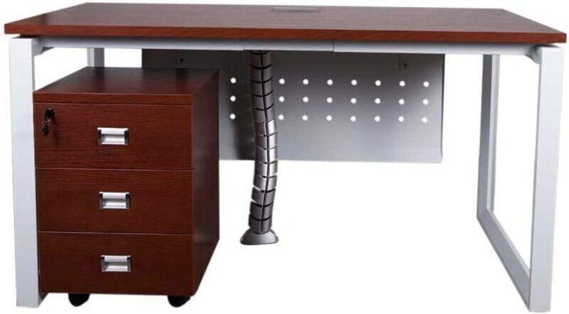 

Mahmayi Vorm 136-14 Modern Workstation Desk with 3 Drawer, Apple Cherry