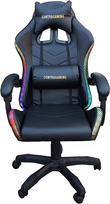 

Mahmayi Gaming Chair with RGB LED Light Ergonomic Gaming Chair with Lumbar Support, Computer Chair for Support Headrest Armrest - Black