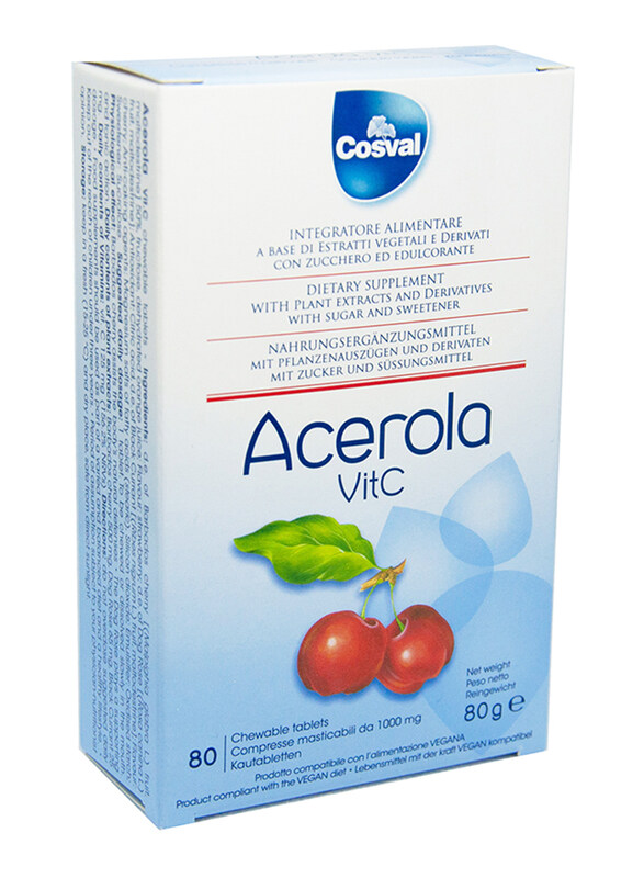 

Cosval Food Supplement Acerola Vit C Dietary Supplement, 1000mg, 80 Tablets