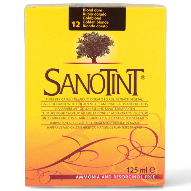 Sanotint Classic Hair Color Golden Blonde 12 - Natural Permanent Hair Dye, 125 ml