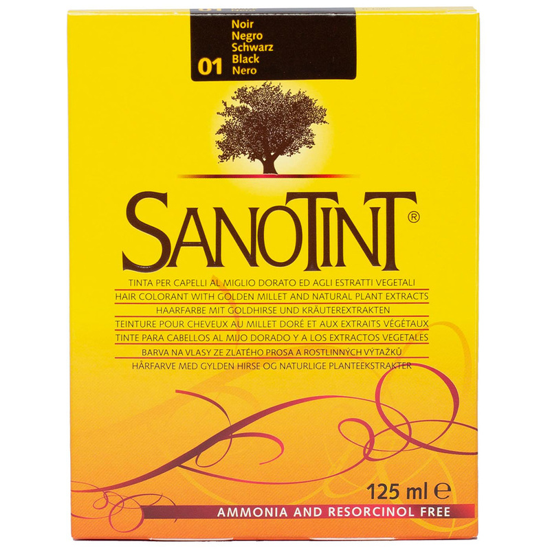 Sanotint Classic Hair Color Black 01 - Natural Permanent Hair Dye, 125 ml