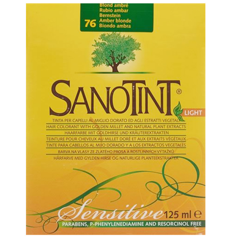 Sanotint Sensitive Hair Color Amber Blonde 76 - Natural Permanent Hair Dye, 125 ml