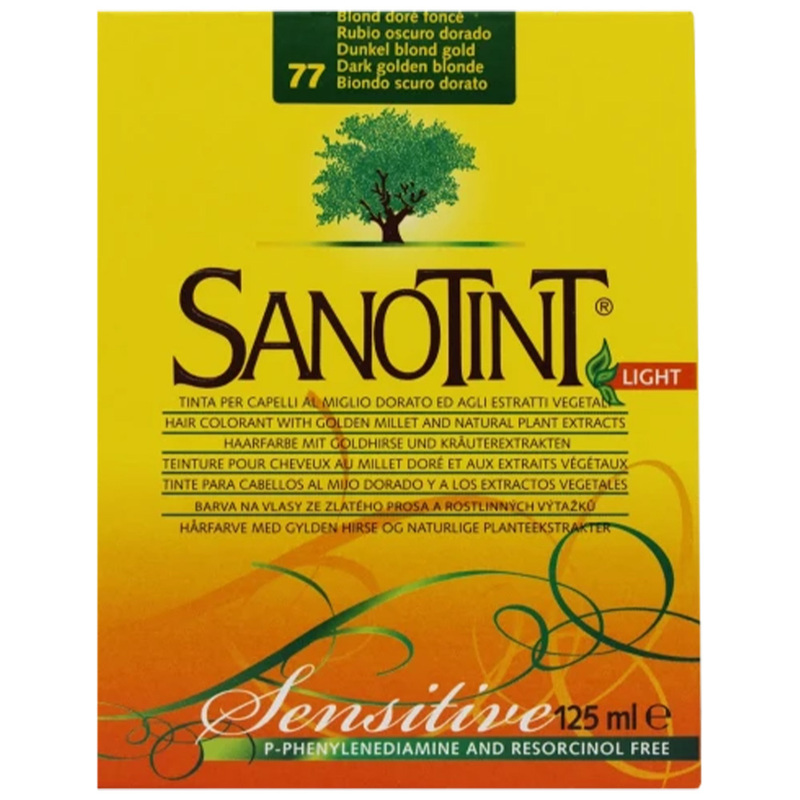 Sanotint Sensitive Hair Color Dark Golden Blonde 77 - Natural Permanent Hair Dye, 125 ml