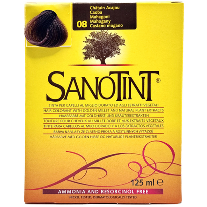 Sanotint Classic Hair Color Mahagony 08 - Natural Permanent Hair Dye, 125 ml