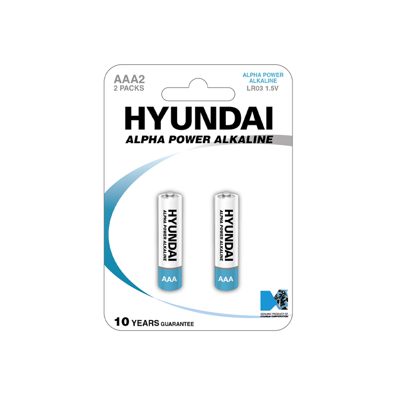 

Hyunday HYUNDAI Alpha Power Alkaline AAA Batteries, Pack of 2