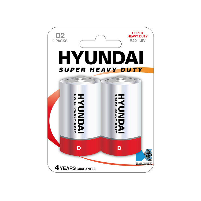 

Hyunday HYUNDAI Super Heavy Duty Zinc D Batteries, Pack of 2