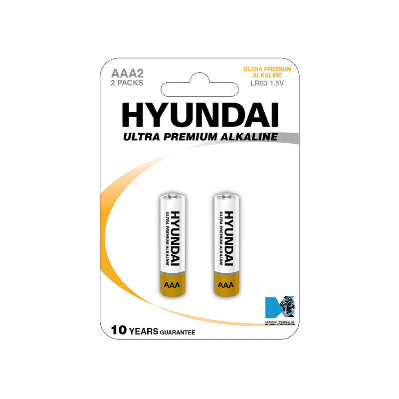 

Hyunday HYUNDAI ULTRA PREMIUM Alkaline AAA Batteries, Pack of 2