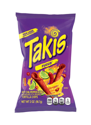 Takis Fuego Hot Chili Pepper & Lime Tortilla Chips, 36 x 56.7g