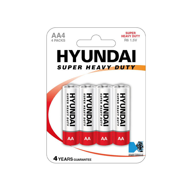 

Hyunday HYUNDAI Super Heavy Duty Zinc AA Batteries, Pack of 4