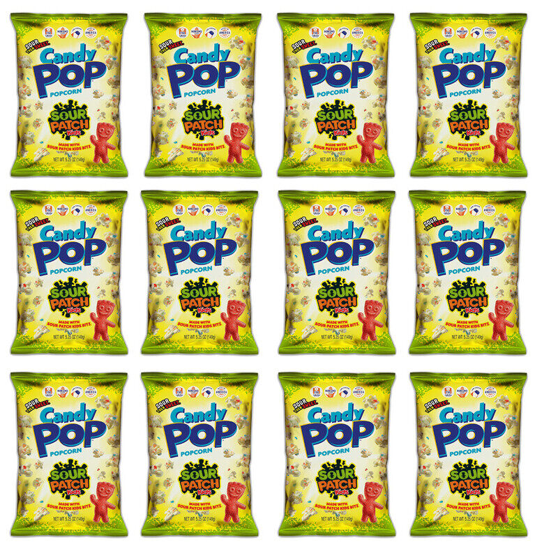 

Candy pop sour patch candy popcorn 5.25oz pack of 12