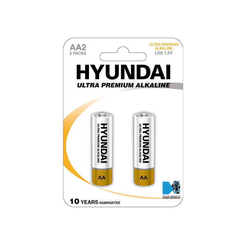 

Hyunday HYUNDAI ULTRA PREMIUM Alkaline AA Batteries, Pack of 2