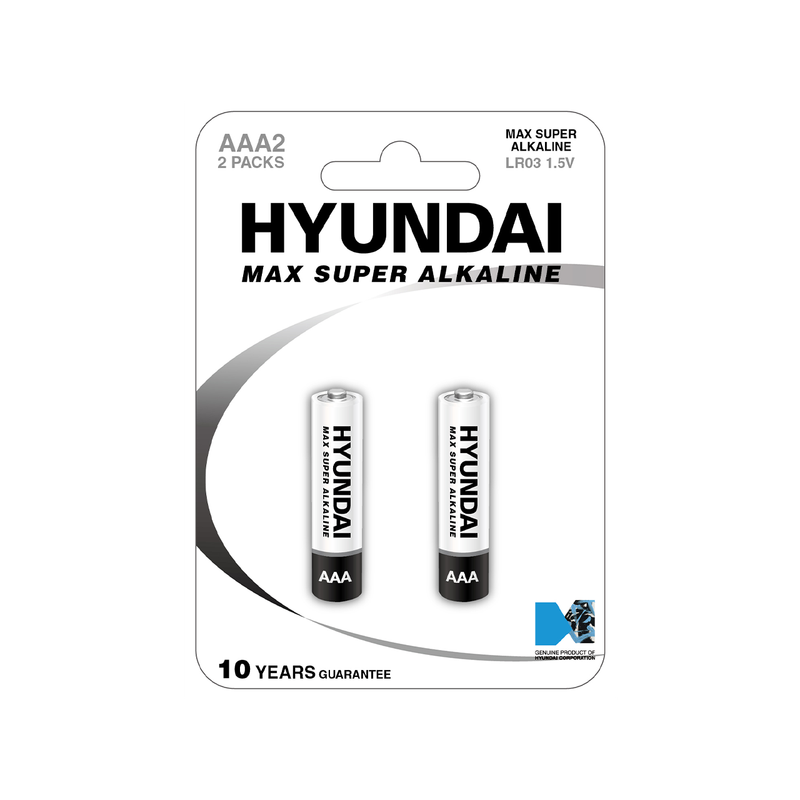 

Hyunday HYUNDAI Max Super Alkaline AAA Batteries, Pack of 2