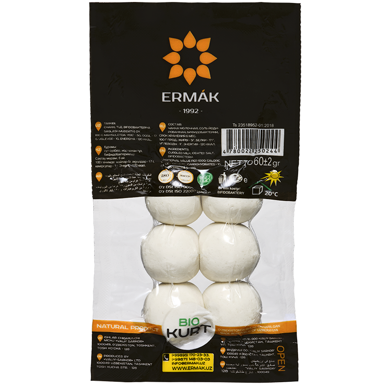 

Erwan Ermak Bio Classic Kurt - Delicious Kurut - 60g Packing size - Set of 6 in a Convenient Box