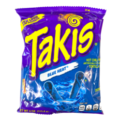 Takis Blue Heat Hot Chili Pepper Tortilla Chips, 4 ounce, pack of 20
