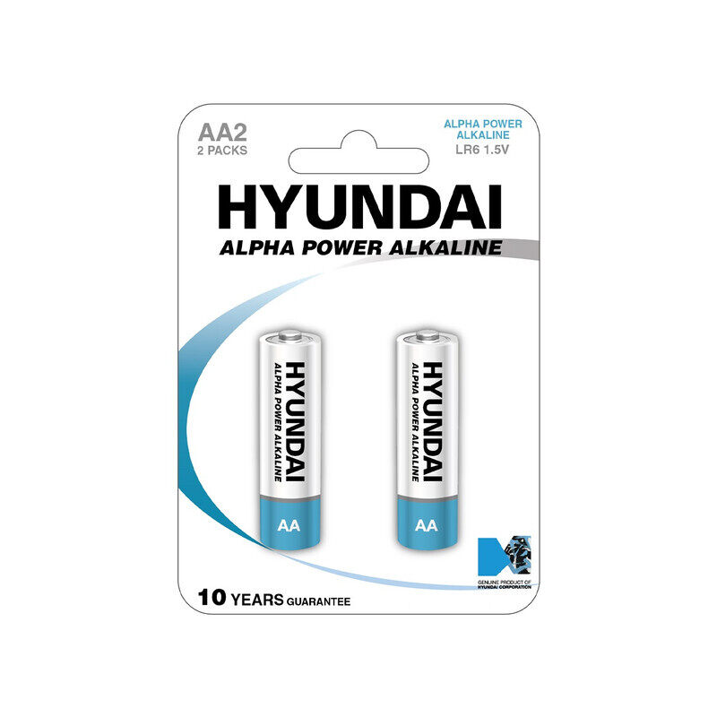 

Hyunday HYUNDAI Alpha Power Alkaline AA Batteries, Pack of 2