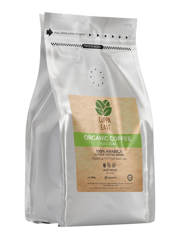 Cuppa East Top Class Organic Coffee 100% Arabica Coffee Beans, Medium Light Roast, 250g