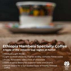 Cuppa East Ethiopia Hambela Speciality Coffee 100% Arabica Beans, Medium-Light Roast, 500g