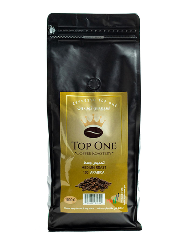 Top One Espresso Medium Roast Coffee Beans, 1 Kg