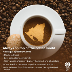 Cuppa East Nicaragua Specialty Coffee 100% Arabica Beans, Medium Roast, 250g