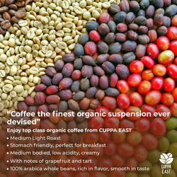 Cuppa East Top Class Organic Coffee 100% Arabica Coffee Beans, Medium Light Roast, 500g