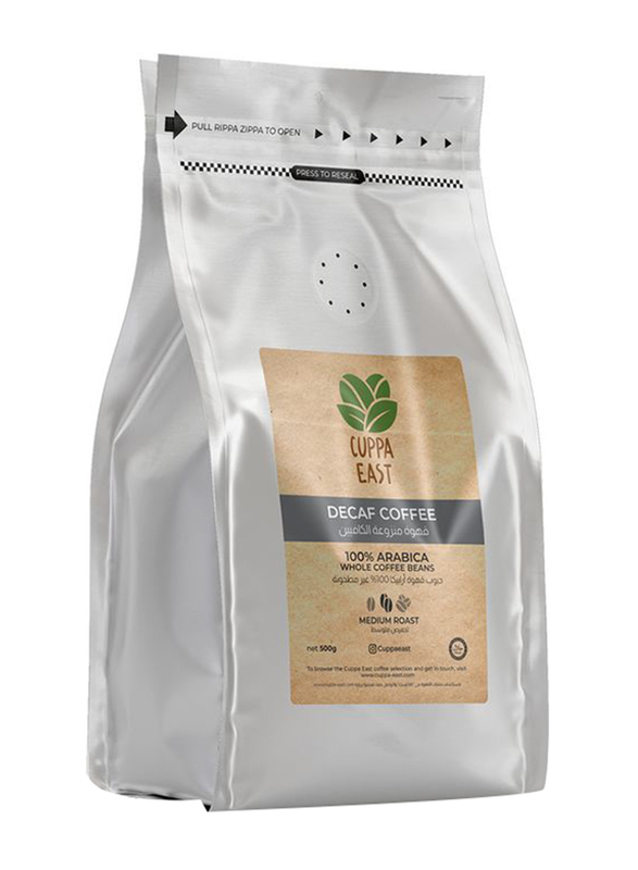 Cuppa East Decaffeinated Colombian Coffee 99.9% Caffeine-Free Ground Beans, Medium Roast, 500g