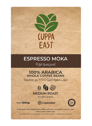 Cuppa East Top Class Espresso Moka Whole Beans with 80% Arabica - 20% Robusta Coffee Blend, Medium Roast, 500g