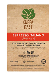 Cuppa East Top Class Espresso Italiano Whole Beans with 50% Arabica - 50% Robusta Coffee Blend, Medium Dark Roast, 1 kg