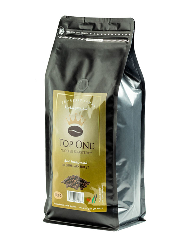 Top One Espresso Samba Medium Dark Roast Coffee Beans, 1 Kg