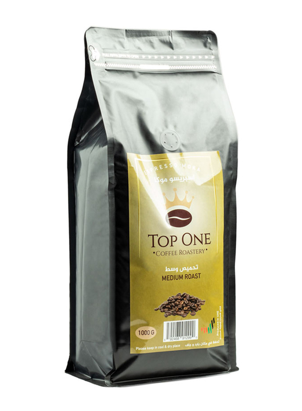 Top One Espresso Moka Medium Roast Coffee Beans, 1 Kg