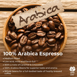 Cuppa East Top Class Whole Beans with 100% Arabica Espresso Coffee, Medium Roast, 500g