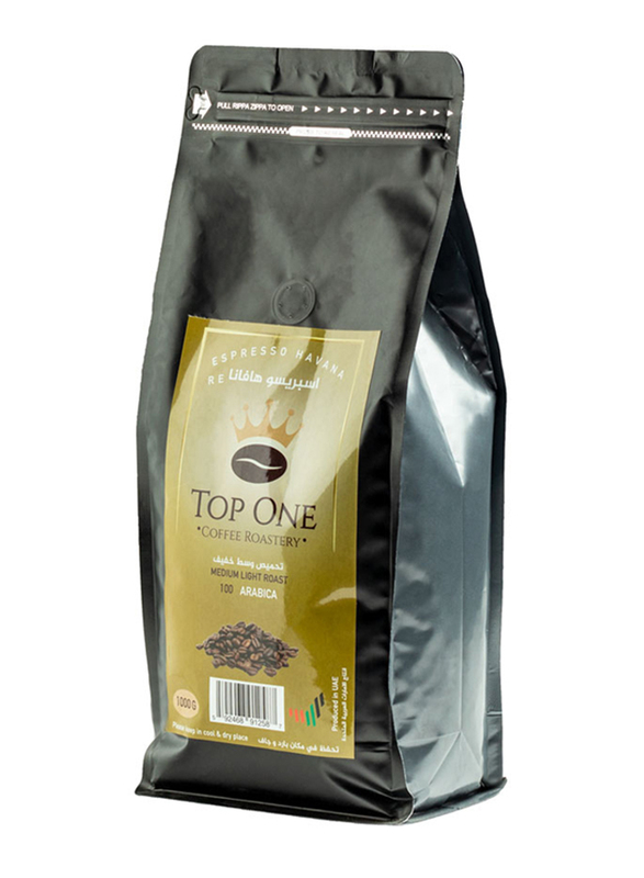 Top One Espresso Havana Medium Light Roast Coffee Beans, 1 Kg