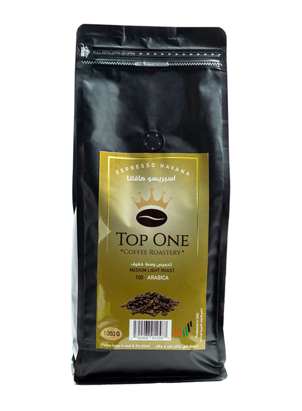 Top One Espresso Havana Medium Light Roast Coffee Beans, 1 Kg