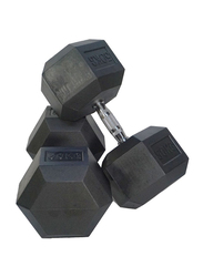 Miracle Fitness  Rubber Hex Dumbbells Set, 2 x 50KG, Silver/Black