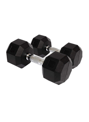 Miracle Fitness  Hex Rubber  Dumbbell 27.5KG, Black/Silver
