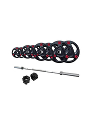 Prosports 7 ft Olympic Barbell Weight Plates Set, 100KG, Black/Silver