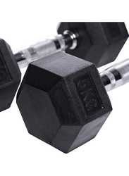 Miracle Fitness Rubber Hex Dumbbells, 2 x 5KG, Black