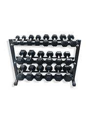 Miracle Fitness Hex Dumbbell with Rack Set, 2.5 to 25KG, Black