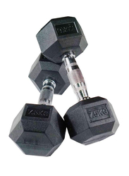 Miracle Fitness  Hex Dumbbell Set, 2 x 7.5KG, Black