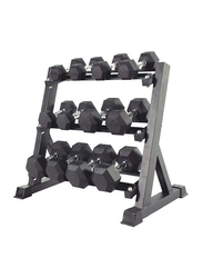 Miracle Fitness 6-PairHex Dumbbell with Dumbbell Rack, 2.5KG to 15KG, Black/Silver