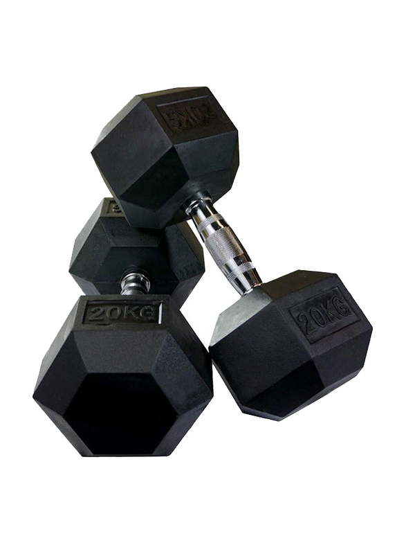 Miracle Fitness  Hex Dumbbells Set, 2 x 20KG, Black