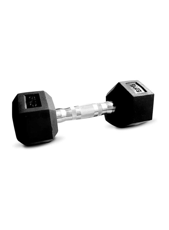 Prosportsae Rubber Hex Dumbbells Set, 2 x 2.5KG, Black