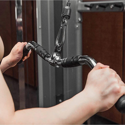Lat Pull Down Bar with Rotating Swivels for Cable Machines, Black/Silver