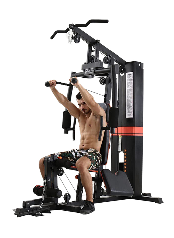 Miracle Fitness Multifunctional Home Gym with 72kgs Weight Stacks Leg Press, MF-1902, Black/Red