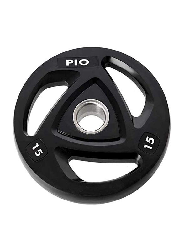 Prosports Tri-Grip Olympic Rubber Weight Plate, 15KG, Black