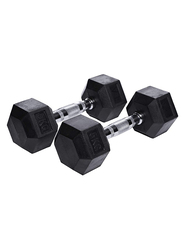 Miracle Fitness Rubber Hex Dumbbells, 2 x 5KG, Black