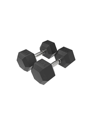 Miracle Fitness Rubber Hex Dumbbells Set, 2 x 17.5KG, Black