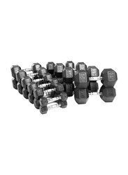 Miracle Fitness Rubber Hex Dumbbells Set, 2 x 2.5KG, Black/Silver